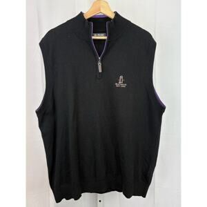 G-MAC by Kartel XL 1/4 Zip Pullover Golf Sweater Vest Cotton Cashmere Black